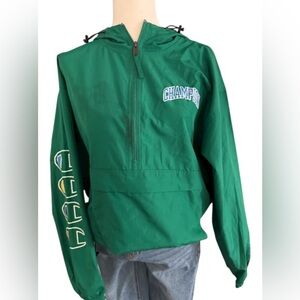 Champion Green Half-Zip Hoodie with Logo Sleeves